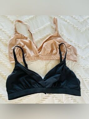 SKIMS Black Wireless Triangle Bralette 2 nude & black